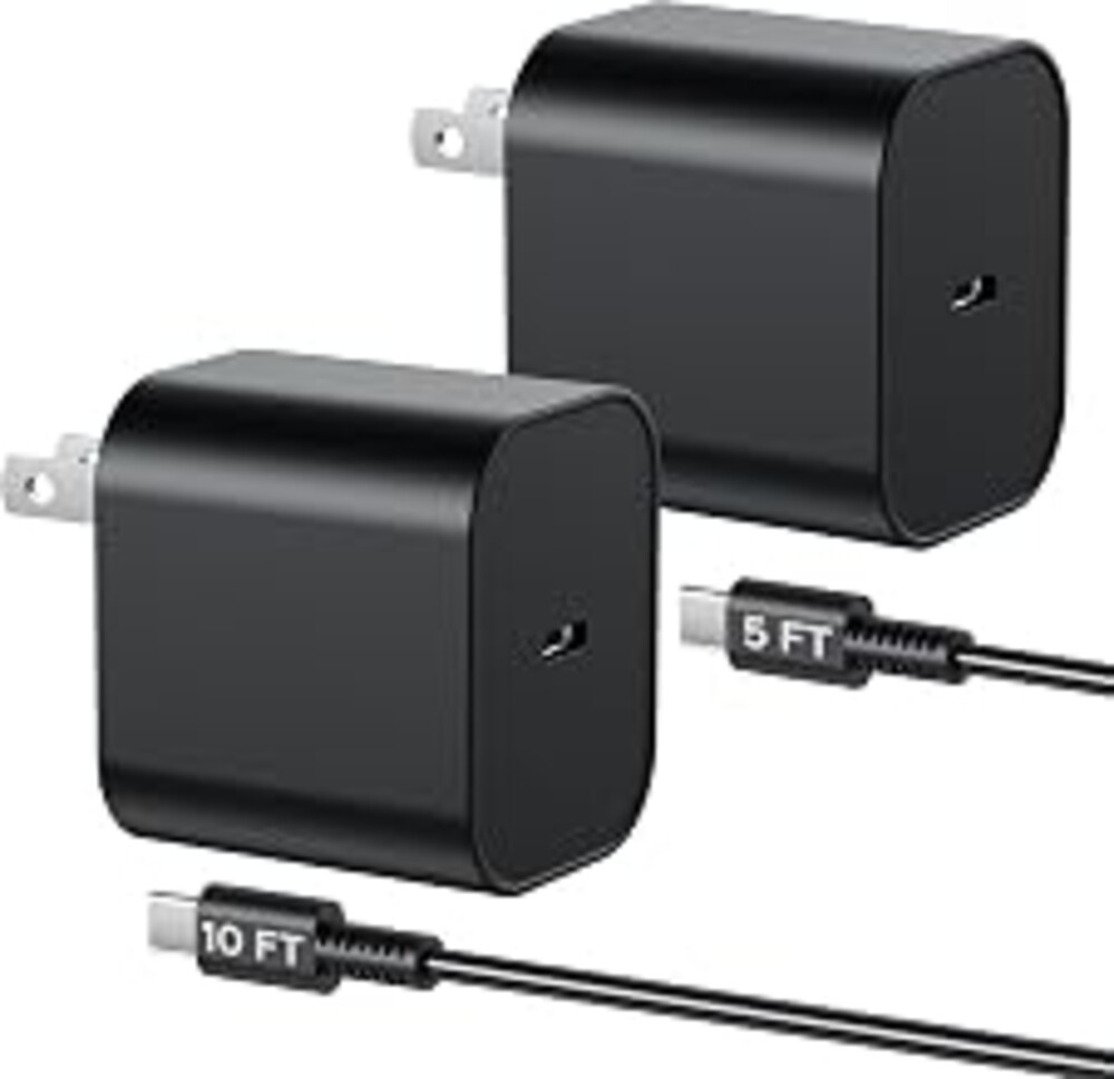(2 Pack) Switch 2 Charger with 5FT/10FT USB-C Cables, 60W PD3.0 Fast Charger for Nintendo Switch 2/1/OLED/Lite/Steam Deck, 4K TV Dock Ready AC Adapter, Works with USB-C Devices – Compact & Durable