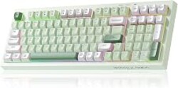 LEOBOG X Aula Green Keyboard Wireless Gaming Keyboard Creamy Silent | 98 Keys,Quiet,RGB Backlit,2000mAh Computer Keyboards Membrane Creamy Keyboard with Number Pad,Tri-Mode BT/2.4GHz/USB-C