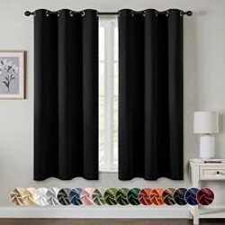 MIULEE Blackout Curtains for Bedroom 2 Panels 40 x 63 Inch Long Black | Thermal Insulated, Living Room Darkening Grommet Drapes, Noise Reducing, Light Blocking Window Treatments