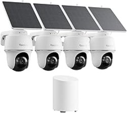REOLINK 360° PT Solar Security Cameras Wireless Outdoor System 4 Pack | 5MP Auto-Tracking, Smart AI Detection, Up to 1TB Local Storage, 2.4/5GHz Dual-Band WiFi, Home Hub Mini with 4X Argus PT + SP