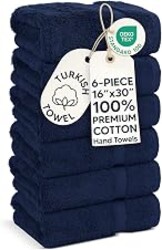 Chakir Turkish Linens | Hotel & Spa Quality 100% Cotton Premium Turkish Towels | Soft & Absorbent (6-Piece Hand Towels, Navy)