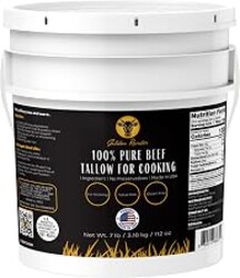 100% Pure Beef Tallow for Cooking & Frying, 7lb Bulk, Non-GMO, Made in USA | Rendered Beef Fat for Baking, Searing, Sautéing, Roasting, Grilling, Chips, Soap, & Skin - High Smoke Point