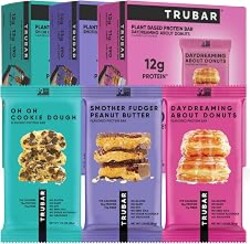 TRUBAR Vegan Protein Bars, 15 Count Variety Pack, Oh Oh Cookie Dough, Daydreaming About Donuts & Smother Fudger Peanut Butter, Gluten Free, Plant Based, Dairy Free, High Fiber, On-the-Go Healthy Snack Bars