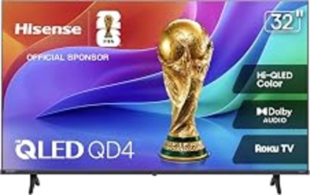 Hisense 32-Inch Class QD4SR Series Hi-QLED HD Smart Roku TV (32QD4HSR, 2026 Model) – Hi-QLED Color, Dolby Audio, Compatible with Alexa, Full Array LED, Slim Bezel Design