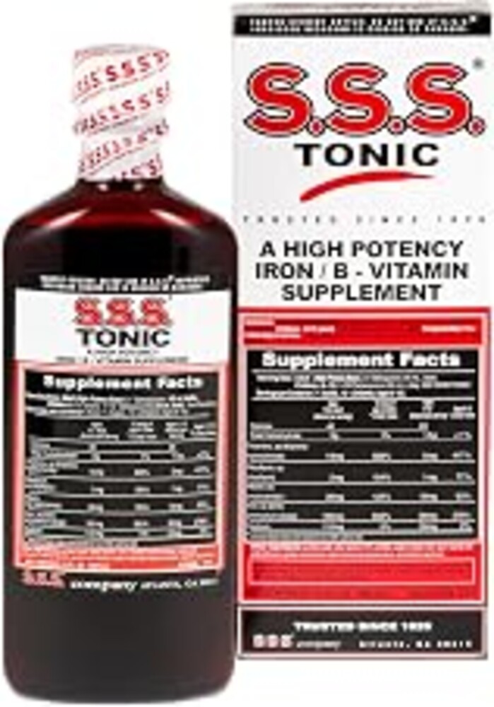 S.S.S. Tonic Liquid Iron & Vitamin B Supplement with B1, B2 & B3, 10 Fl Oz | High-potency, easy-to-take formula for daily energy support; made in USA