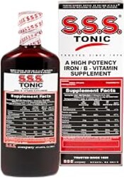S.S.S. Tonic Liquid Iron & Vitamin B Supplement with B1, B2 & B3, 10 Fl Oz | High-potency, easy-to-take formula for daily energy support; made in USA