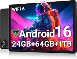 Android 16 Tablet 10 Inch, 24GB RAM 64GB ROM 1TB,HD IPS,Fast WiFi 6, BT 5.4 | Electronics Tablets with HD IPS Touchscreen, 6000mAh 12H Battery, 2*Cameras Tablets for Kids & Adults, Gifts, Streaming, Work