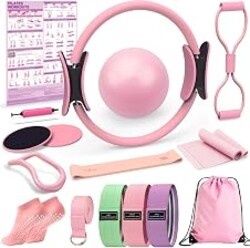 LarFaFa Pilates Kit for Home Workouts, Pilates Equipment Ring and Ball Set, Pilates Essentials Kit for Women, Home Pilates Workout Kit, Pilates Set, Pilates Starter Kit for Women at Gym Studio Travel