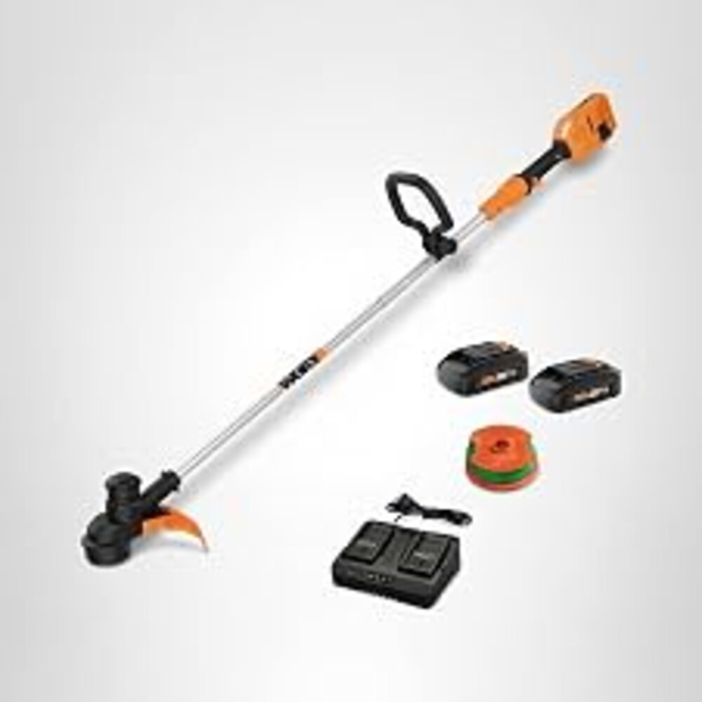 Worx Cordless String Trimmer, 40V 13" Electric Weed Wacker, WG183 | Auto Feed, Dual-Exit Cutting Head, 2 x 2.0Ah Batteries & 2.0Ah Charger Included, PowerShare