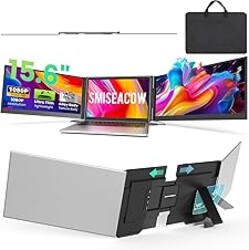 SMISEACOW Laptop Screen Extender Triple 15.6", 1080P FHD IPS 0.18" Ultra-Slim & 3.9 lbs, Plug-Play Portable Monitor for Laptops Fits 12-17.3" Laptops, Compatible with Win/Mac/Android