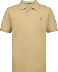 Nautica Boys' Short Sleeve Anchor Polo, Button Closure, Soft & Comfortable, Pique Fabric