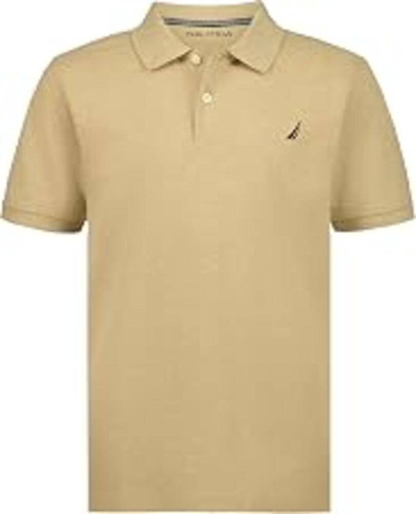 Nautica Boys' Short Sleeve Anchor Polo, Button Closure, Soft & Comfortable, Pique Fabric