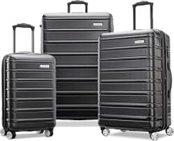 Samsonite Omni 2 Hardside 3 Piece Set - Includes Global Carry-On, Medium, & Large Checked Suitcases - 360° Dual Spinner Wheels - Integrated TSA Lock & Expansion - Amazon Exclusive - Midnight Black