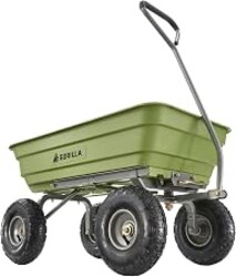 Gorilla Carts 600-Pound Capacity Heavy Duty Poly Yard Garden Steel Quick Dump Utility Wheelbarrow Wagon Cart with Straight Pull Handle, Green, Model GOR4G-COM | 600-lb Capacity Poly Dump Cart with Quick-Release Dump Bed for Gardeners and Landscapers Hauling Soil, Mulch or Rock