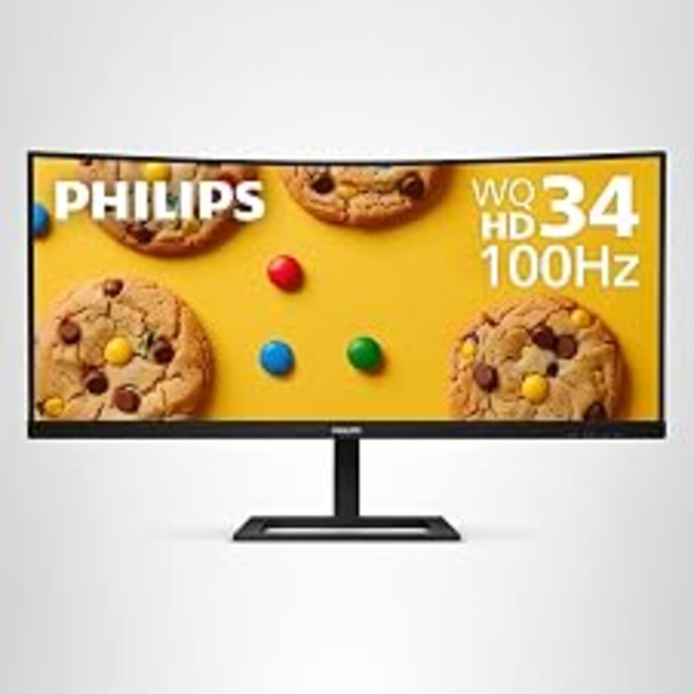 Philips 34 Inch Curved Computer Monitor UWQHD 100Hz USB-C PD VA, 346E2CUAE | 3440×1440 Monitor, HDMI, DP, USB 3.2 Hub, Built-in Speakers, Height Adjust, Adaptive Sync, 4yr Advance Replacement Warranty