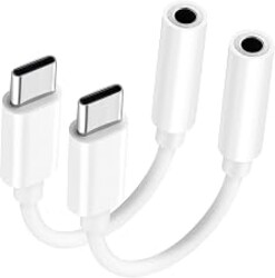 USB-C to 3.5mm Audio Headphone Adapter: 2 Pack Type C Aux Dongle Cable Cord | Usbc to Headphone Jack Adapter Compatible with iPhone 17 Air 16 15 Pro Max, iPad, MacBook, Samsung Galaxy S25/S24/S23/S22/S21