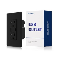 ELEGRP USB Outlets Receptacles, Each USB Port 30W Support Fast Charge Protocols for MacBook Air/iPhone/Samsung/iPad, 15 Amp Outlet with USB C Ports, Wall Plate included, UL Listed