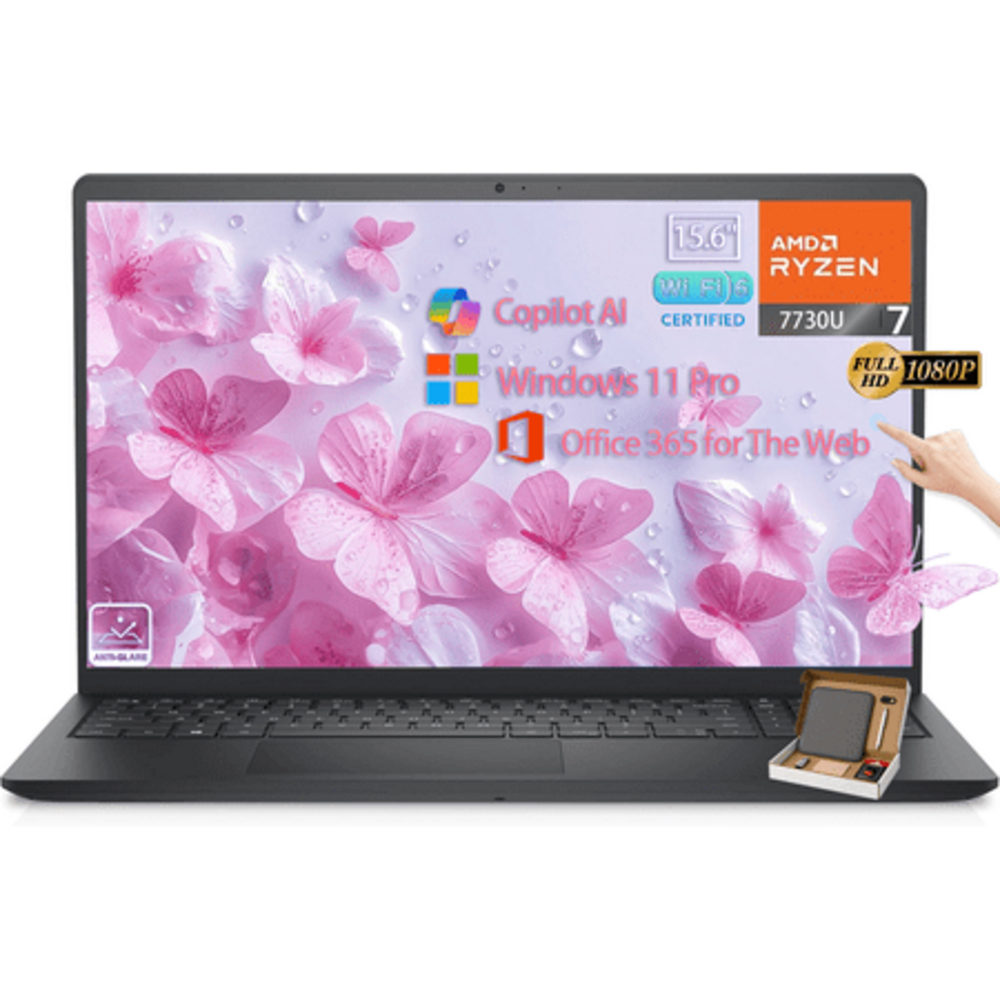 Dell Inspiron 15 Touchscreen Laptop Computer, Windows 11 Pro, AMD Ryzen 7 7730U, 15.6'' FHD WVA Display, 16GB RAM + 512GB SSD,Wi-Fi 6, Windows 11 Pro, Business & Student Laptop