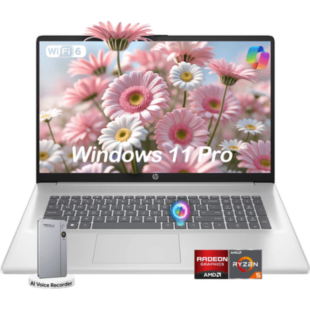 HP 17.3" Touchscreen Business Laptop, AMD Ryzen 5 7430U, 8GB RAM, 256GB SSD, Large Anti-Glare Display, Backlit Keyboard, Windows 11 Pro, w/Accessory