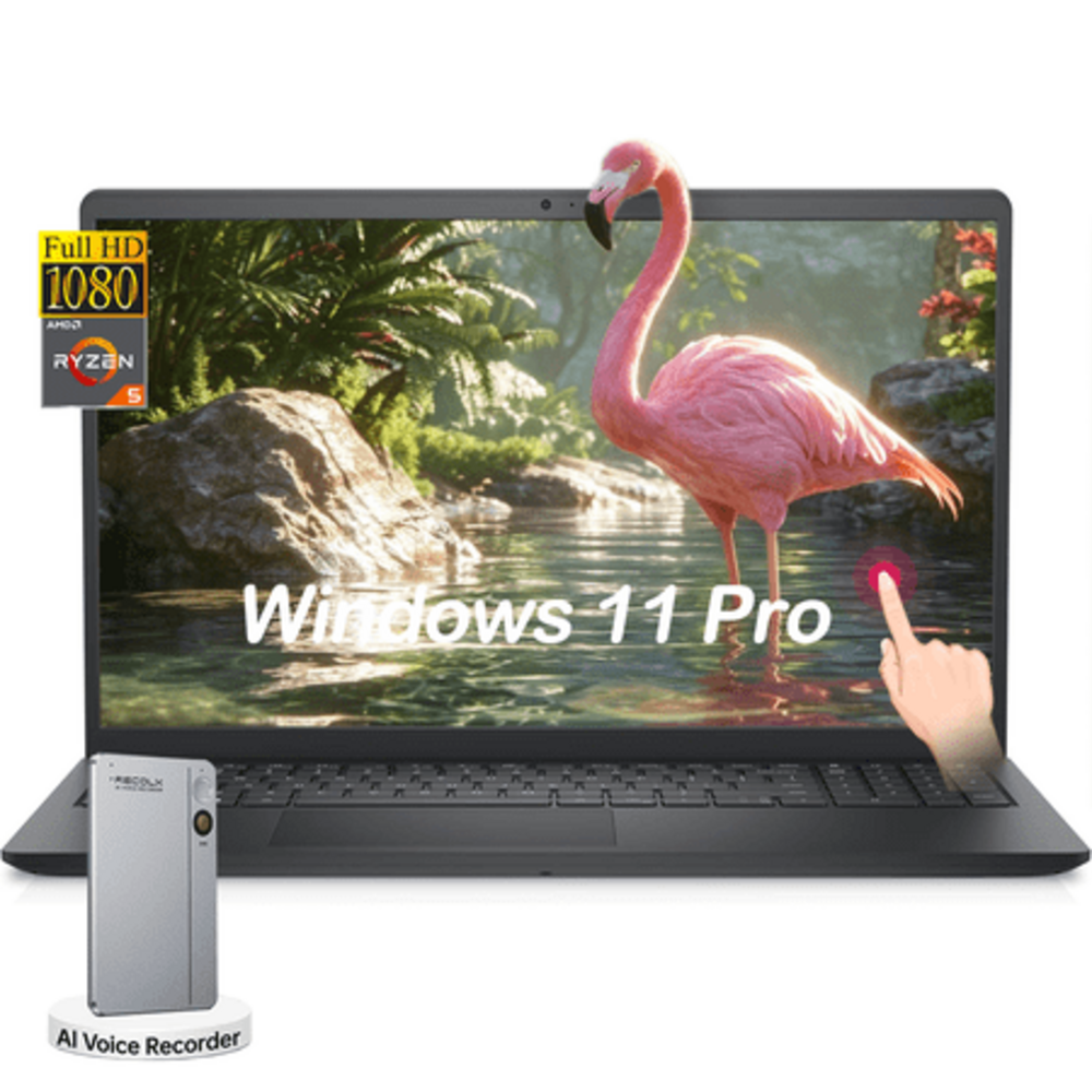 Dell 15.6" FHD Touchscreen Business Laptop, Intel Core i5-1334U, 8GB RAM, 512GB SSD, Windows 11 Pro, Black, with Reclox AI Voice Recorder
