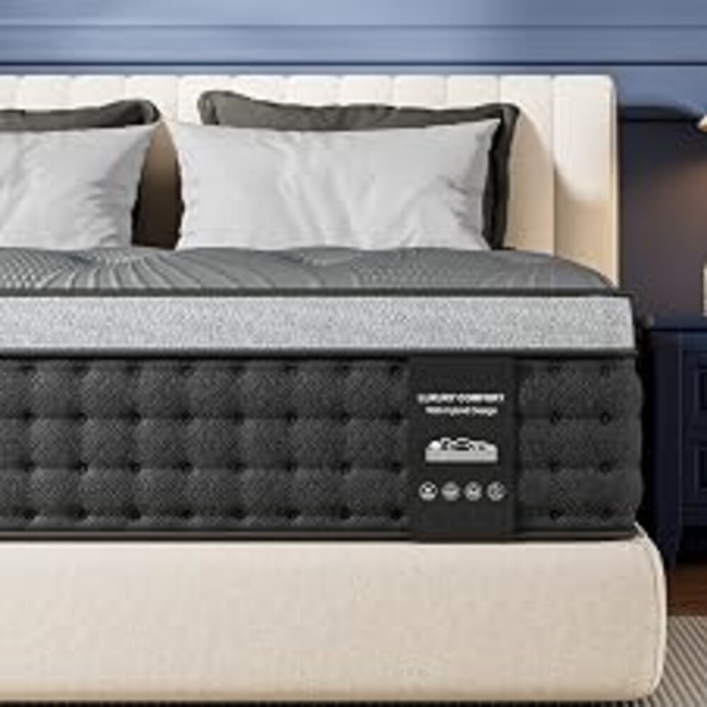 REGOSS Firm Queen Mattress 14 inch, Cooling Hybrid Queen Mattress in a Box | Luxury Hotel-Collection Designed for Deep Sleep, Enhanced Back & Hip Support, Fiberglass-Free & CertiPUR-US, 365-Night Trial