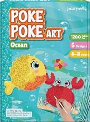 jackinthebox Poke Art Ocean Craft Kit for Kids, Boys & Girls Toys, Ages 4-8 | 1200 fabric pieces, travel arts activities & birthday gifts, mess-free toddler, age 4 5 6 7 8 9 year old, flower pressing