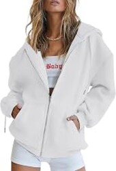 PRETTYGARDEN Women's Fall Zip Up Hoodies Sweatshirts | Comfy Fleece Lined, Long Sleeve Pockets, Drawstring Hooded, Loose Fit, Trendy Y2K, Track Jackets, Spring Winter Clothing