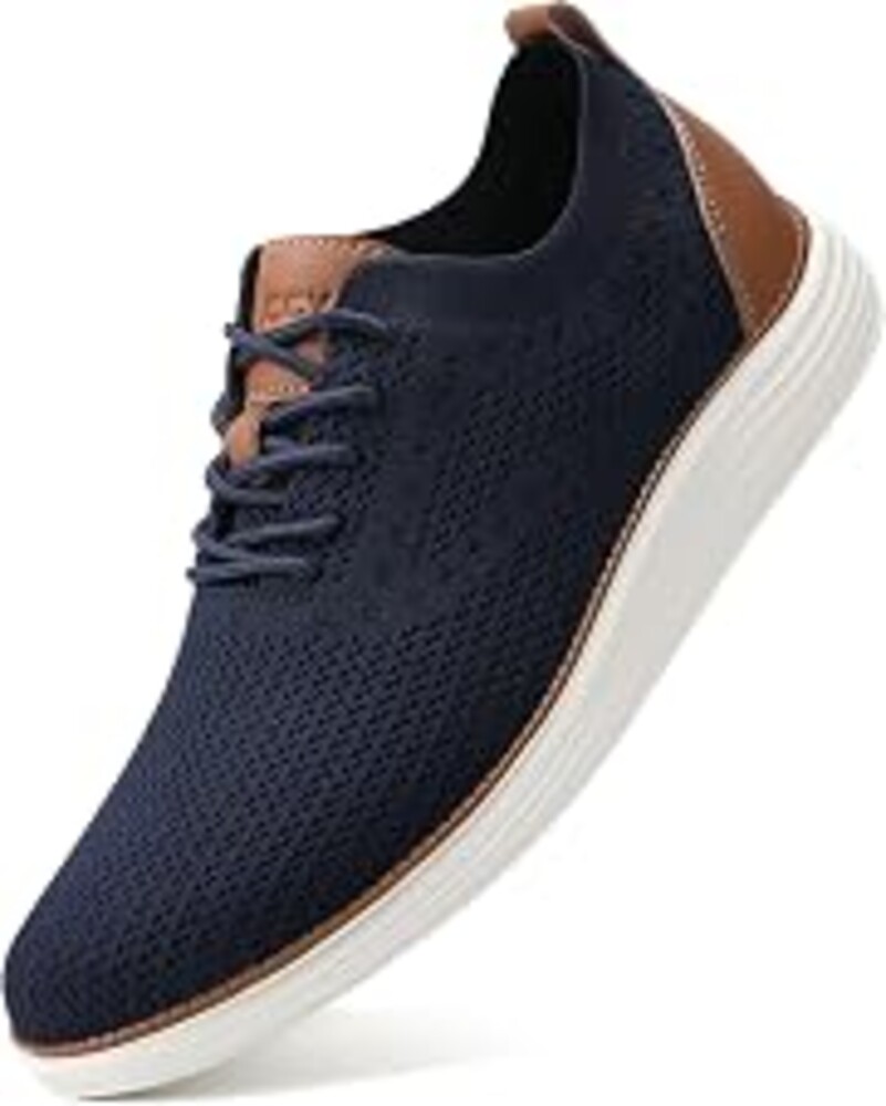 VILOCY Men's Casual Dress Sneakers Tennis Walking Shoes | Lace-Up Breathable Lightweight Comfortable Office Knit Mesh Oxfords Work&Weekend Shoes