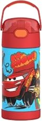 THERMOS FUNTAINER Water Bottle with Straw, 12oz, Cars | Kids Stainless Steel Insulated Water Bottle, Keeps Drinks Cold Longer for School & Play, BPA-Free
