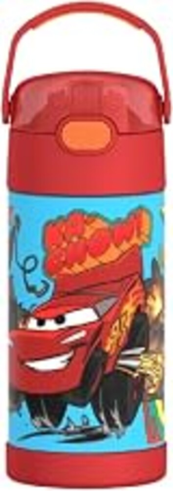 THERMOS FUNTAINER Water Bottle with Straw, 12oz, Cars | Kids Stainless Steel Insulated Water Bottle, Keeps Drinks Cold Longer for School & Play, BPA-Free