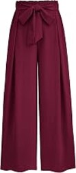 PRETTYGARDEN Women's Palazzo Wide Leg Work Dress Pants | Summer Business Casual Outfits, Tie Front, Elastic High Waisted, Trousers with Pockets, Office Interview, Spring Fall Clothes