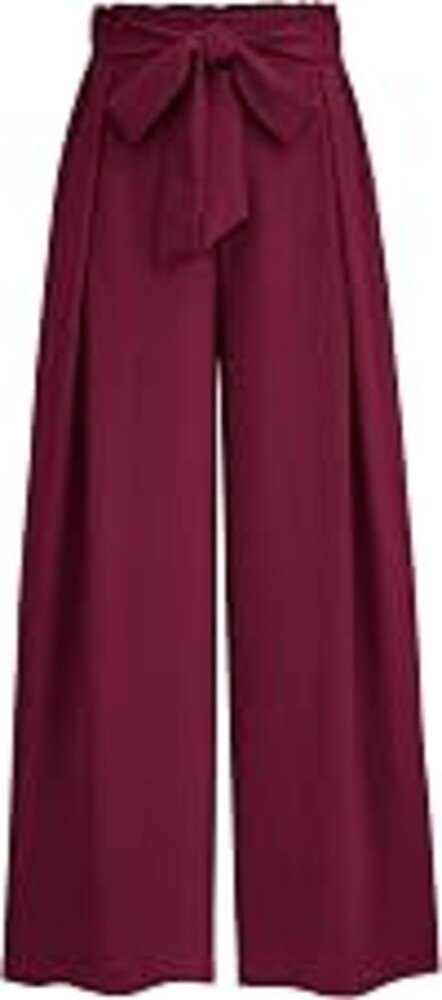 PRETTYGARDEN Women's Palazzo Wide Leg Work Dress Pants | Summer Business Casual Outfits, Tie Front, Elastic High Waisted, Trousers with Pockets, Office Interview, Spring Fall Clothes