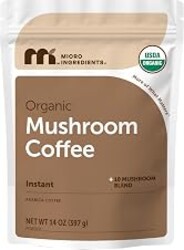 Organic Instant Mushroom Coffee, 14 oz | Medium Roast Arabica | 10-Mushroom Blend with Lion’s Mane, Reishi, Chaga, & More | Certified Organic | Gluten, Dairy, Soy & Tree Nut Free