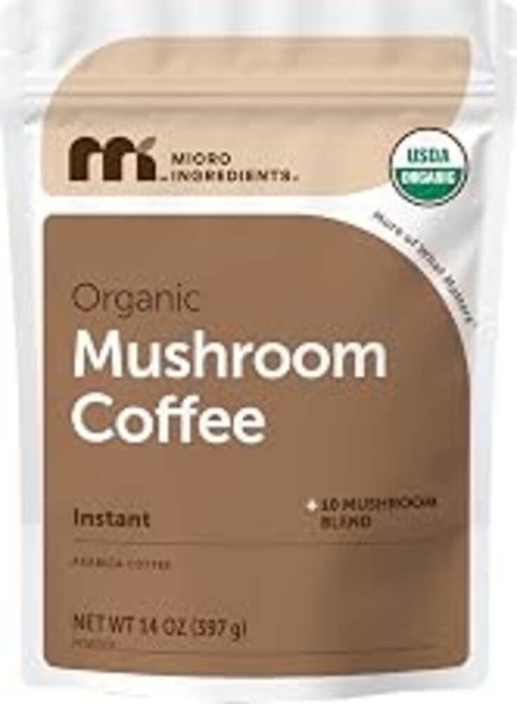 Organic Instant Mushroom Coffee, 14 oz | Medium Roast Arabica | 10-Mushroom Blend with Lion’s Mane, Reishi, Chaga, & More | Certified Organic | Gluten, Dairy, Soy & Tree Nut Free