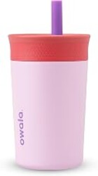 Owala Tumbler Kids Stainless Steel Water Bottle 12 oz Lilac Rocket | Insulated | Spill-Resistant Lid | Reusable Straw | Double-Wall Vacuum Insulation | Cup-Holder Friendly