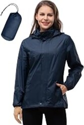 33,000ft Women's Rain Jacket Waterproof Lightweight Packable Raincoat with Hood for Golf Hiking Travel Windbreaker