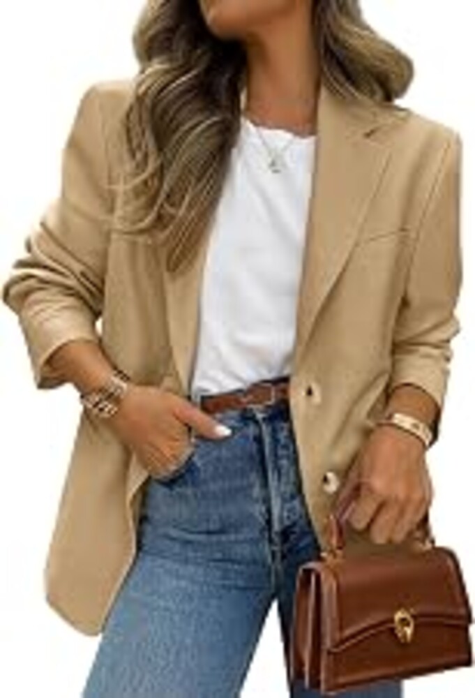 PRETTYGARDEN 2026 Blazers for Women Business Casual | Long Sleeve Button Down, Breasted Notch Lapel, Open Front Suit Jacket, Dressy Work Blazer With Pockets, Winter Fall Outfits