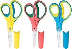 LIVINGO 5" Kids School Scissors: Small Safety Scissors Pointed Tip, Soft Handle Right Left Handedfor Craft, Classroom, Child, Toddler, Assorted Colors, 3 Pack | Comfort Handle, Precision Cutting Edge, Ages 4+, School Art Projects, Paper Craft Supplies