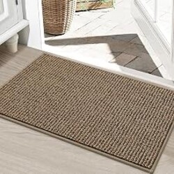 BEQHAUSE Dirt Trapper Door Mat 24" x 36", Non-Slip Washable Doormats, Beige | Entrance Mat Dirt Resistant and Absorbent Welcome Mat, Low Profile Floor Mats for Front Back Door and Entryway