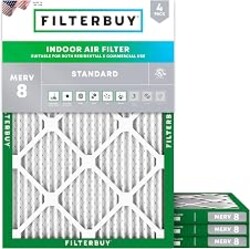 Filterbuy 18x21x1 Air Filter MERV 8 Dust & Allergy Defense (4-Pack) | Electrostatic Pleated HVAC AC Furnace Filters Replacement, Made in USA (Actual Size: 18.00 x 21.00 x 0.75)