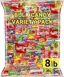 Bulk Candy Variety Pack 8 LB - Individually Wrapped Assorted Candy Mix | Chewy and Gummy Fruit Flavored Candies for Pinata, Parade, Goodie Bags, Party Favors, Birthdays, Classrooms, Office Snacks