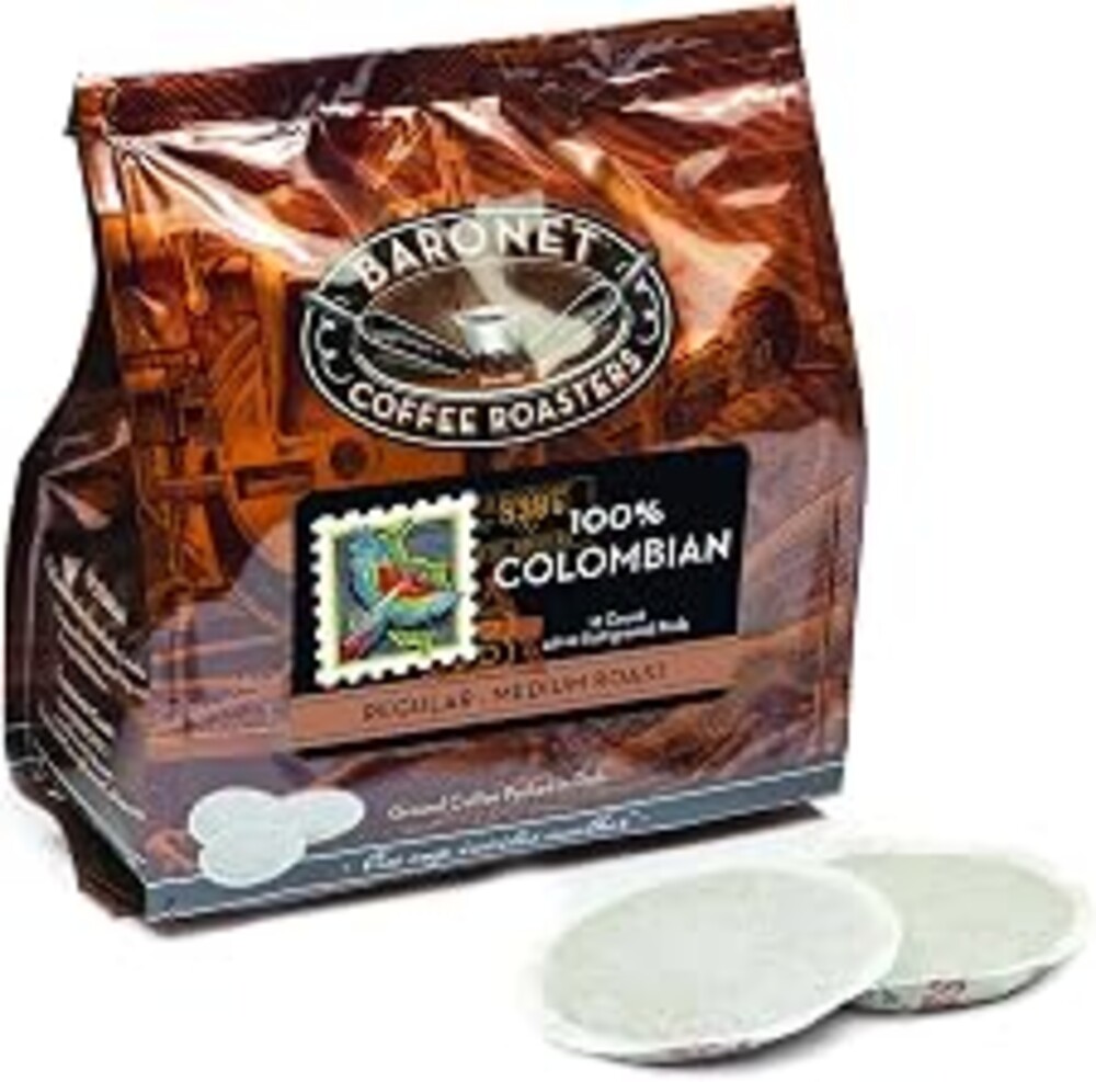 Baronet Coffee 8 Gram Coffee Pods, 100% Colombian, 54 Pods | Medium Roast, 100% Arabica Coffee, Regular Strength, 3 Bags of 18 Single Serve Pods, Compatible with Senseo Coffee Machines