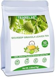 TEARELAE - Soursop Leaves Tea - 1.5g x 50 Count - 100% Pure Soursop Graviola Leaves Tea Bag - Country of Origin Thailand - Support Digestion & Rich In Nutrients | Thailand-sourced graviola leaves with gentle herbal taste, enjoyed as a daily wellness infusion