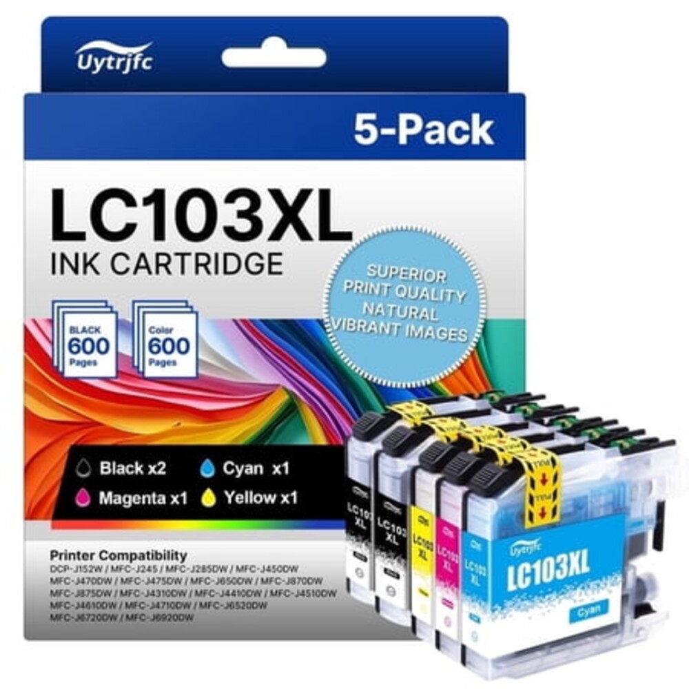 LC103XL Ink Cartridges Compatible for Brother LC103 LC 103 LC101 LC 101 to ues with MFC-J870DW MFC-J6920DW MFC-J6520DW Printer(5 pack)