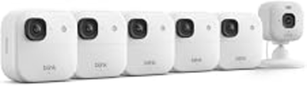 Blink Outdoor 2K+ and Mini 2K+ (newest model) — Wireless and plug-in 2K resolution smart security cameras, Sync Module Core included — 6 Cameras (White)