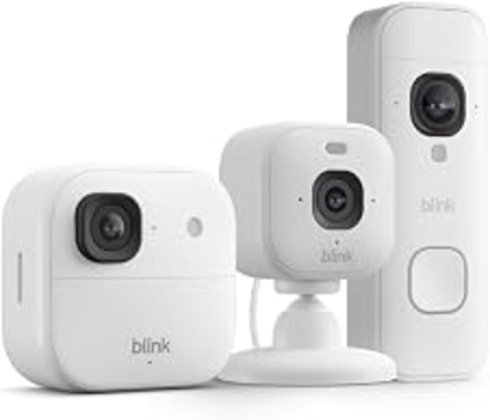 Blink Outdoor 2K+, Mini 2K+, and Battery Doorbell 2K+ (newest model) — Complete 2K security, long-lasting battery. Sync Module Core included — 2 Cameras + Doorbell (White)