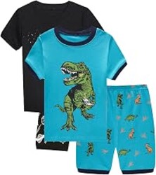 Little bety Cotton Pajamas Boys Summer Short Sleeve Sets | Toddlers Truck Pjs Kids Space Sleepwear Sets 18Months-12Years