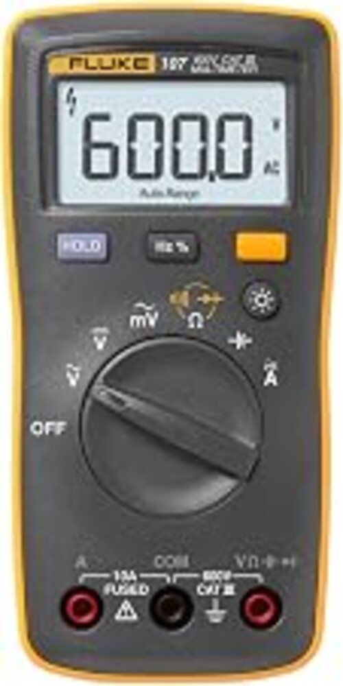 Fluke 107 AC/DC Current Handheld Digital Multimeter, Gray | AC/DC Current