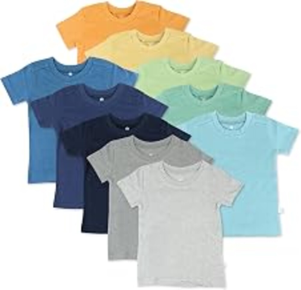 HonestBaby Baby Toddler & Kids' 100% Organic Cotton Short Sleeve T-Shirts (10-Pack)