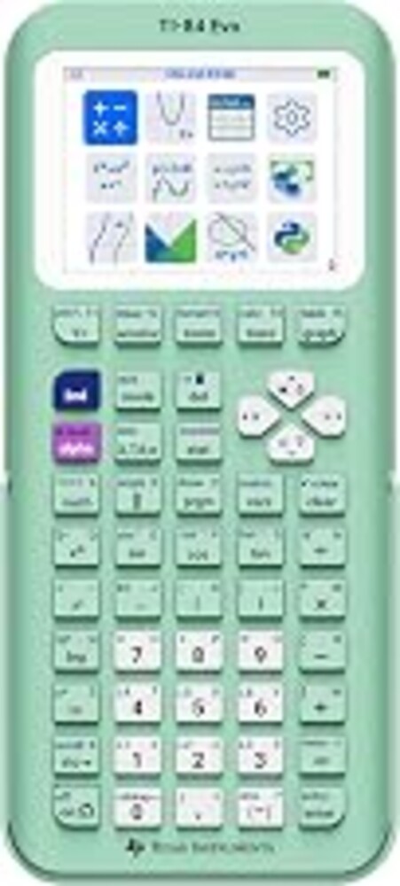 TI-84 Evo Graphing Calculator Texas Instruments, Mint | Intuitive Icon-based Homescreen, USB-C Charging, Python Programming, Faster Performance, Bigger Graphs than TI-84 Plus CE